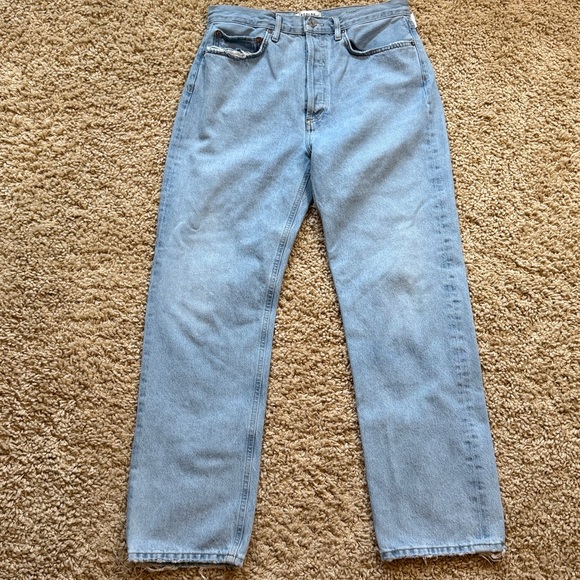 Agolde 90'S PINCH WAIST HIGH RISE STRAIGHT size 29 light wash button front - Picture 4 of 14